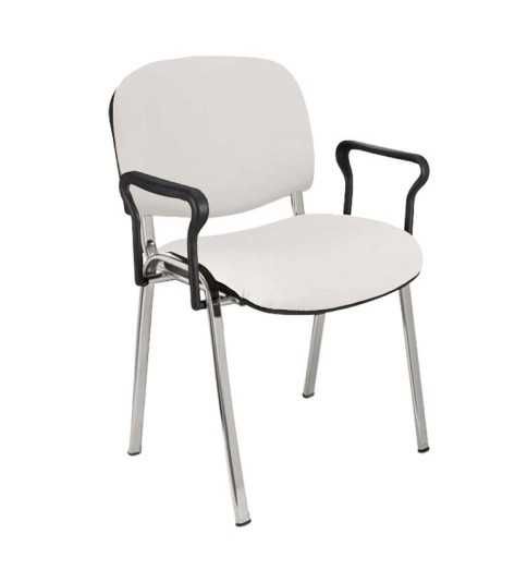 Silla confidente tapizada ISO con brazos estructura cromada Silla confidente tapizada ISO con brazos estructura cromada