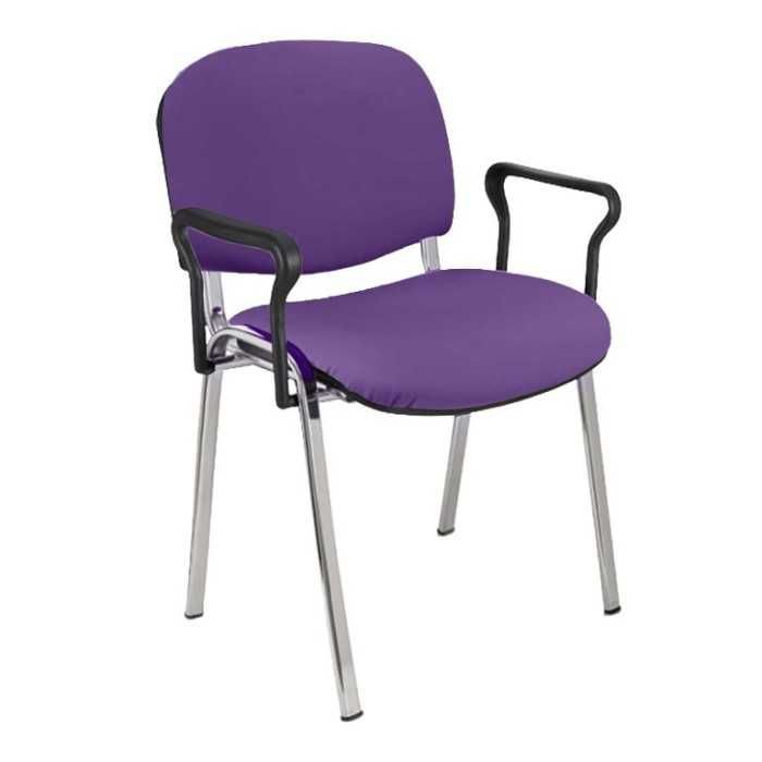 Silla confidente tapizada ISO con brazos estructura cromada