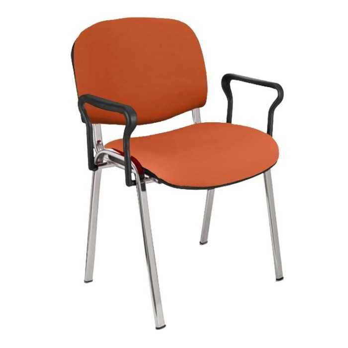Silla confidente tapizada ISO con brazos estructura cromada