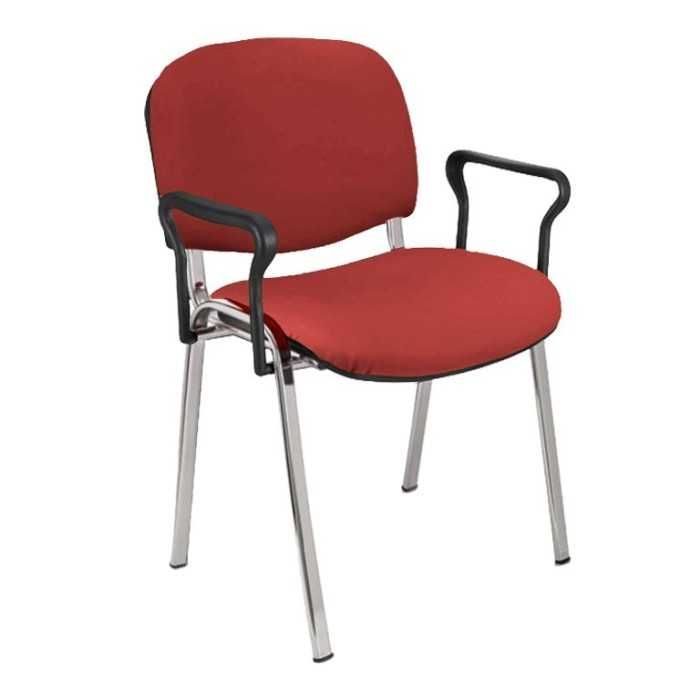 Silla confidente tapizada ISO con brazos estructura cromada