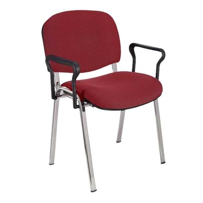 Silla confidente tapizada ISO con brazos estructura cromada