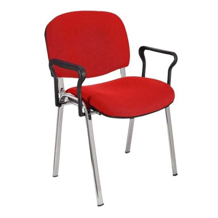 Silla confidente tapizada ISO con brazos estructura cromada