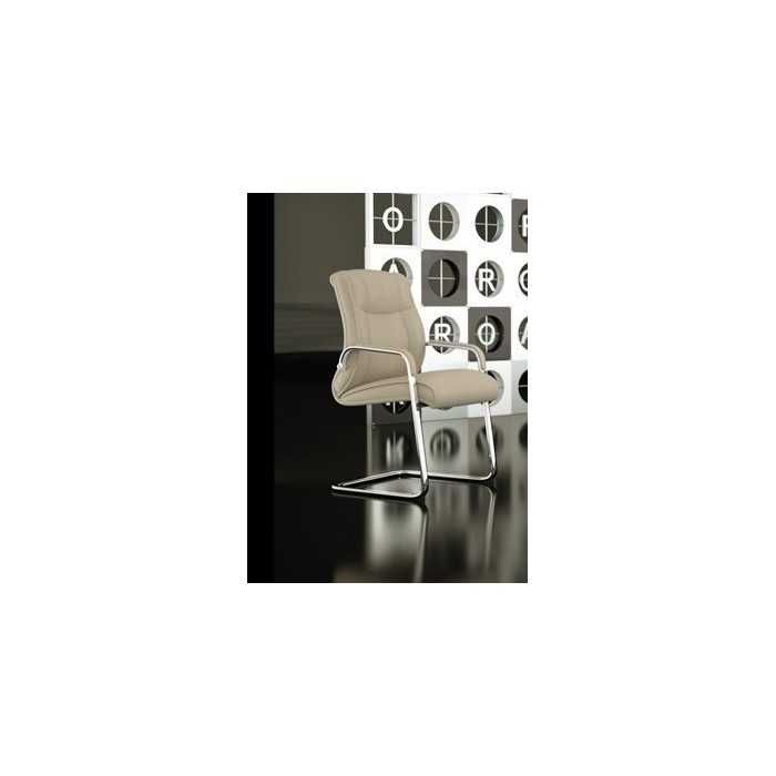 Sillón confidente ROA 1, estructura balancín, brazos fijos tapizados, piel o polipiel