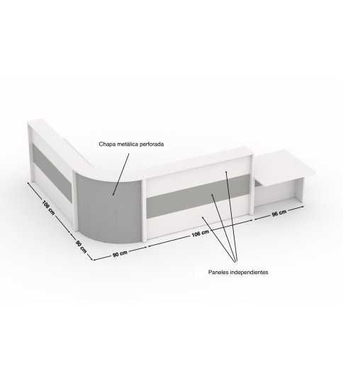 Mostrador de recepción curvo WORK BLANCO-GRIS Mostrador de recepción curvo WORK BLANCO-GRIS