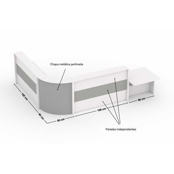Mostrador de recepción curvo WORK BLANCO-GRIS