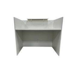 Mostrador recepción MOBI Blanco y detalles blancos, ancho 120 cm, sobremostrador metálico Mostrador recepción MOBI Blanco y detalles blancos, ancho 120 cm, sobremostrador metálico