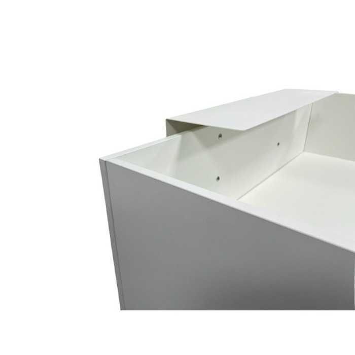 Mostrador recepción MOBI Blanco y detalles blancos, ancho 120 cm, sobremostrador metálico Mostrador recepción MOBI Blanco y detalles blancos, ancho 120 cm, sobremostrador metálico