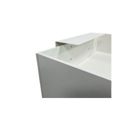Mostrador recepción MOBI Blanco y detalles blancos, ancho 120 cm, sobremostrador metálico Mostrador recepción MOBI Blanco y detalles blancos, ancho 120 cm, sobremostrador metálico
