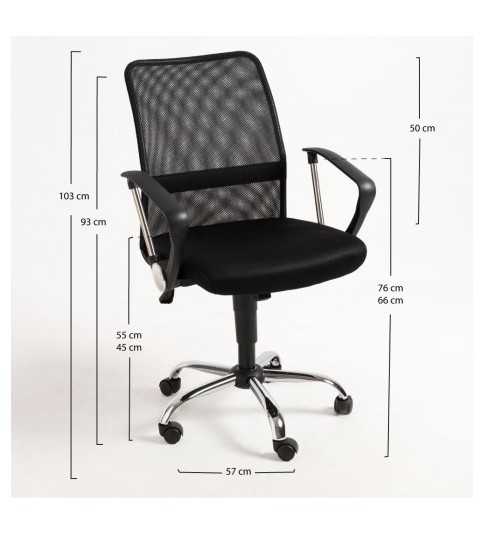 Silla de oficina KUSS, respaldo bajo en malla, brazos fijos, color negro Silla de oficina KUSS, respaldo bajo en malla, brazos fijos, color negro