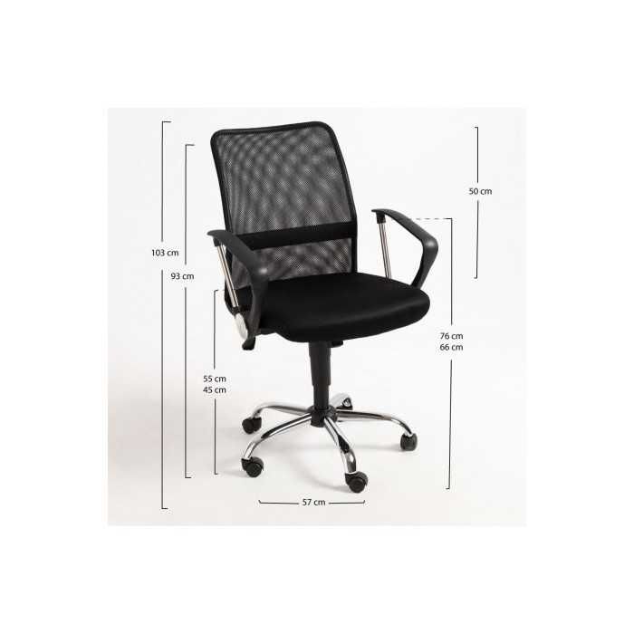 Silla de oficina KUSS, respaldo bajo en malla, brazos fijos, color negro Silla de oficina KUSS, respaldo bajo en malla, brazos fijos, color negro