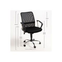 Silla de oficina KUSS, respaldo bajo en malla, brazos fijos, color negro