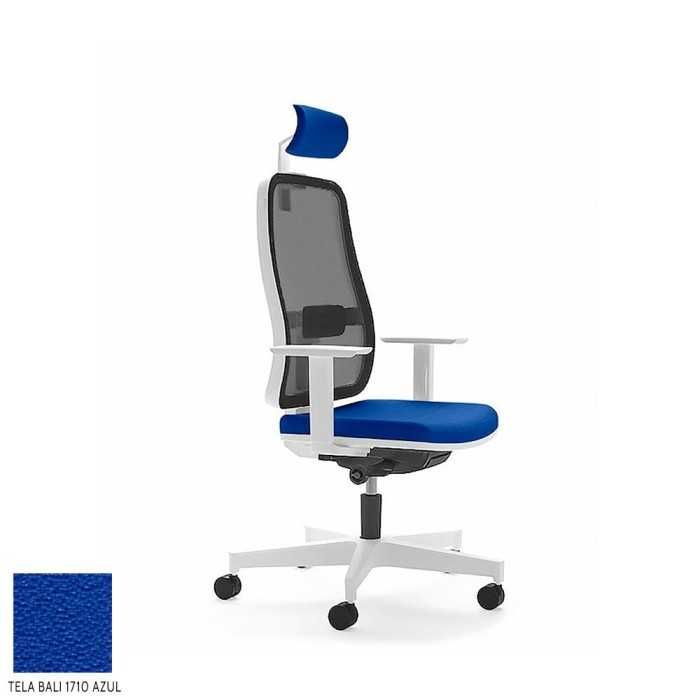 Silla de escritorio ergonómica BLAZE blanca con cabezal respaldo malla uso 8 horas