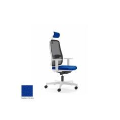 Silla de escritorio ergonómica BLAZE blanca con cabezal respaldo malla uso 8 horas