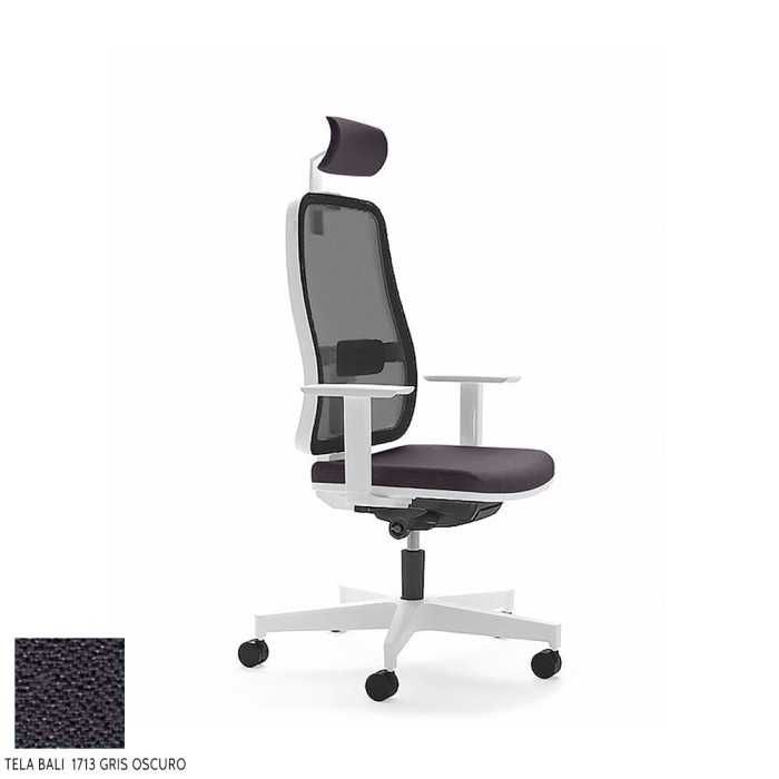 Silla de escritorio ergonómica BLAZE blanca con cabezal respaldo malla uso 8 horas