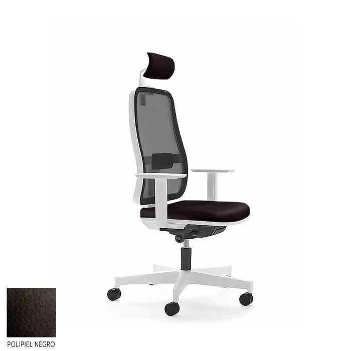 Silla de escritorio ergonómica BLAZE blanca con cabezal respaldo malla uso 8 horas