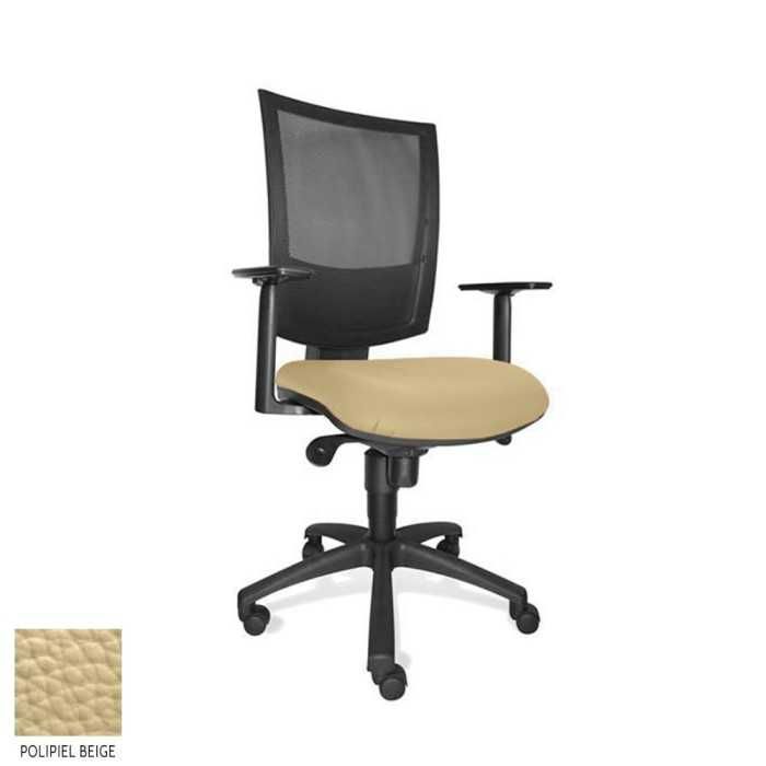 Silla de oficina FLASH, respaldo malla, brazos regulables, base poliamida, sistema sincro