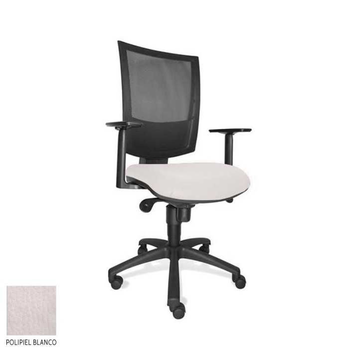 Silla de oficina FLASH, respaldo malla, brazos regulables, base poliamida, sistema sincro