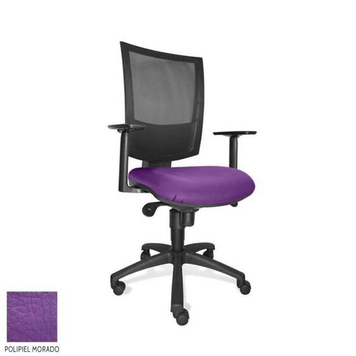 Silla de oficina FLASH, respaldo malla, brazos regulables, base poliamida, sistema sincro