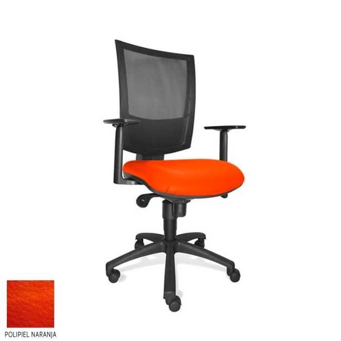 Silla de oficina FLASH, respaldo malla, brazos regulables, base poliamida, sistema sincro