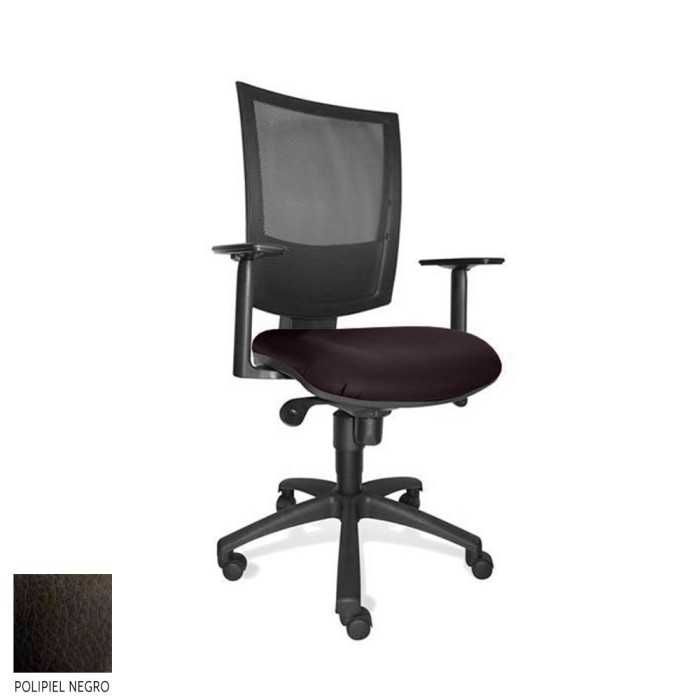 Silla de oficina FLASH, respaldo malla, brazos regulables, base poliamida, sistema sincro