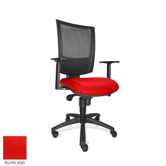 Silla de oficina FLASH, respaldo malla, brazos regulables, base poliamida, sistema sincro