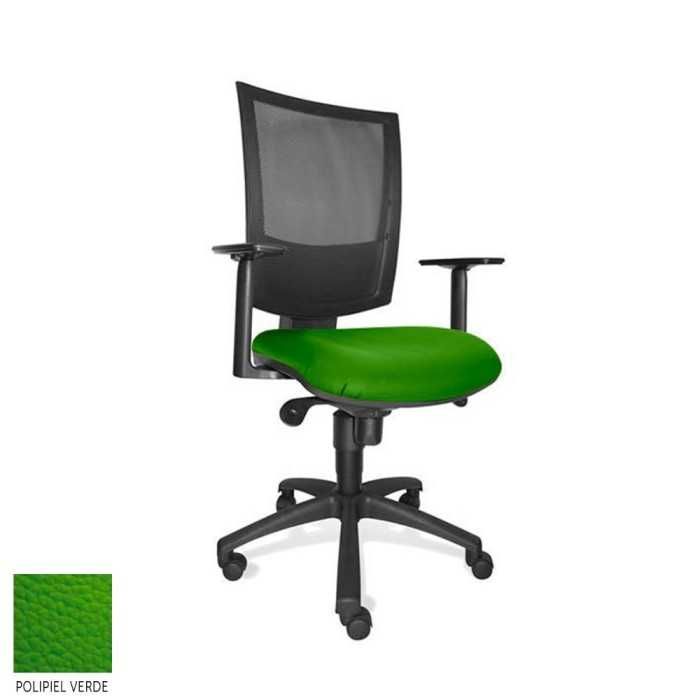 Silla de oficina FLASH, respaldo malla, brazos regulables, base poliamida, sistema sincro