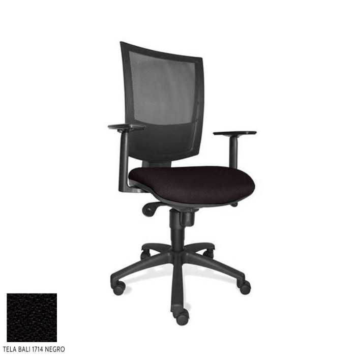 Silla de oficina FLASH, respaldo malla, brazos regulables, base poliamida, sistema sincro