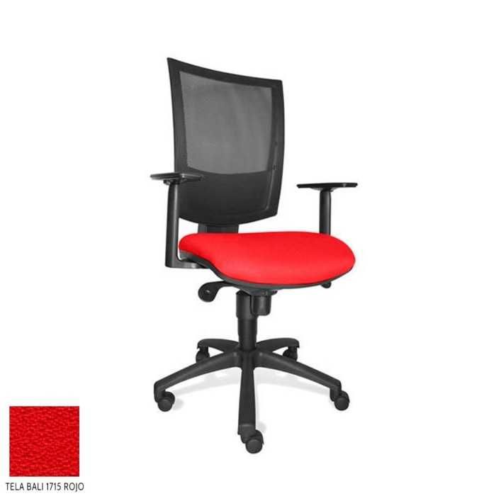 Silla de oficina FLASH, respaldo malla, brazos regulables, base poliamida, sistema sincro