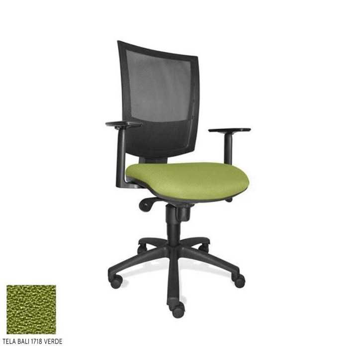 Silla de oficina FLASH, respaldo malla, brazos regulables, base poliamida, sistema sincro