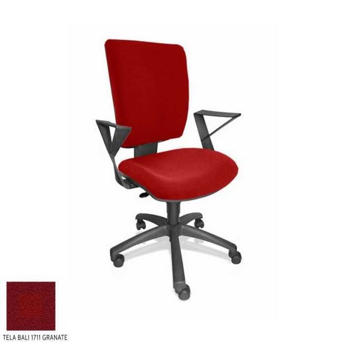 Silla de oficina FLASH, respaldo tapizado, brazos fijos, base poliamida, contacto permanente