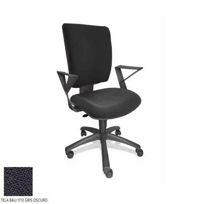Silla de oficina FLASH, respaldo tapizado, brazos fijos, base poliamida, contacto permanente