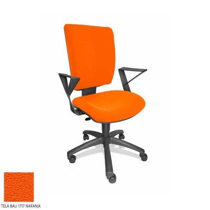 Silla de oficina FLASH, respaldo tapizado, brazos fijos, base poliamida, contacto permanente