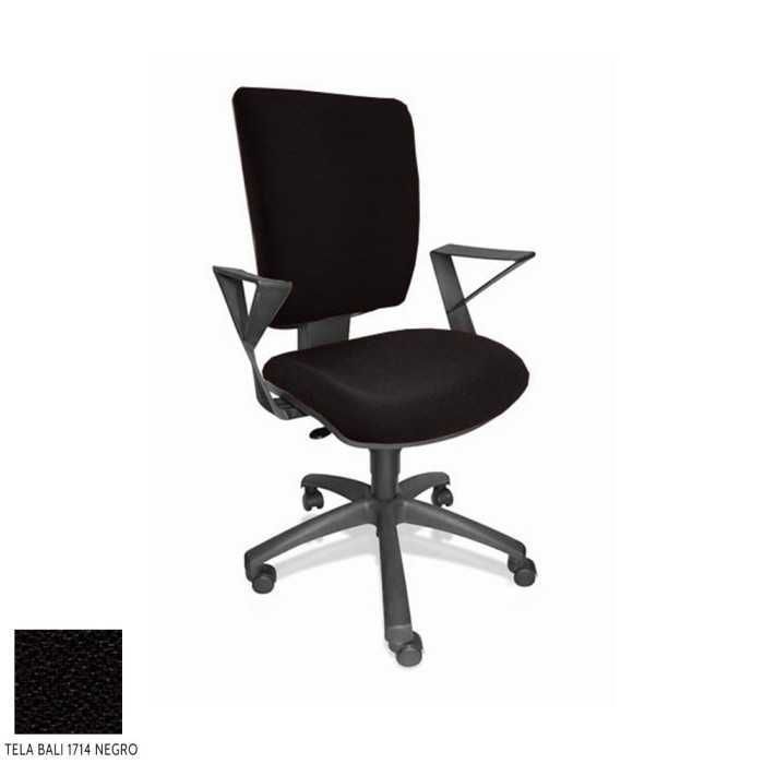 Silla de oficina FLASH, respaldo tapizado, brazos fijos, base poliamida, contacto permanente