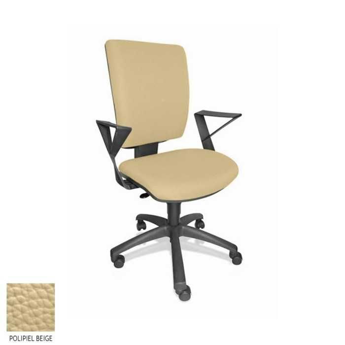Silla de oficina FLASH, respaldo tapizado, brazos fijos, base poliamida, contacto permanente