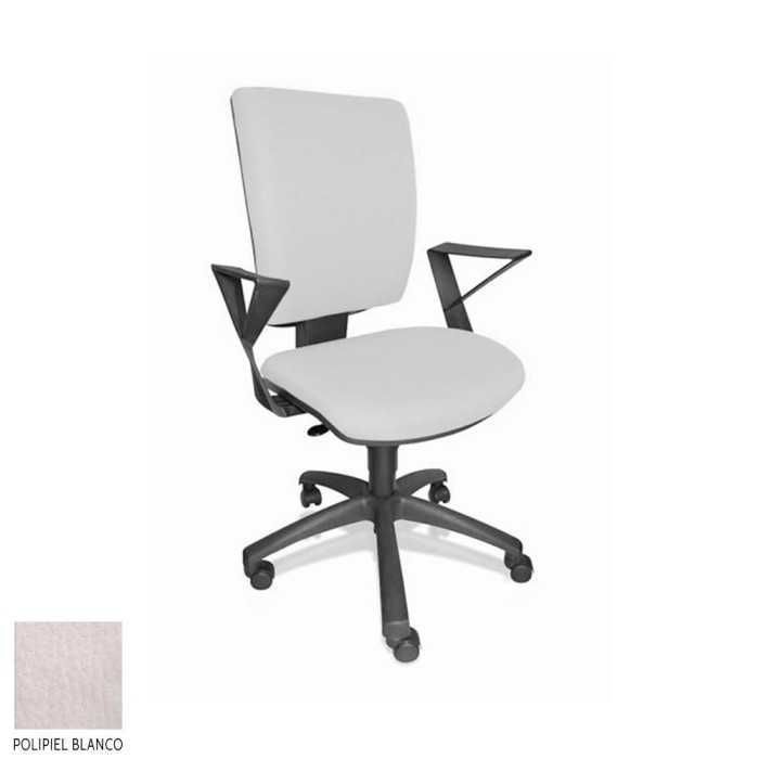 Silla de oficina FLASH, respaldo tapizado, brazos fijos, base poliamida, contacto permanente