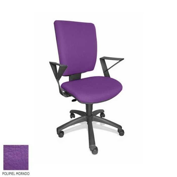 Silla de oficina FLASH, respaldo tapizado, brazos fijos, base poliamida, contacto permanente