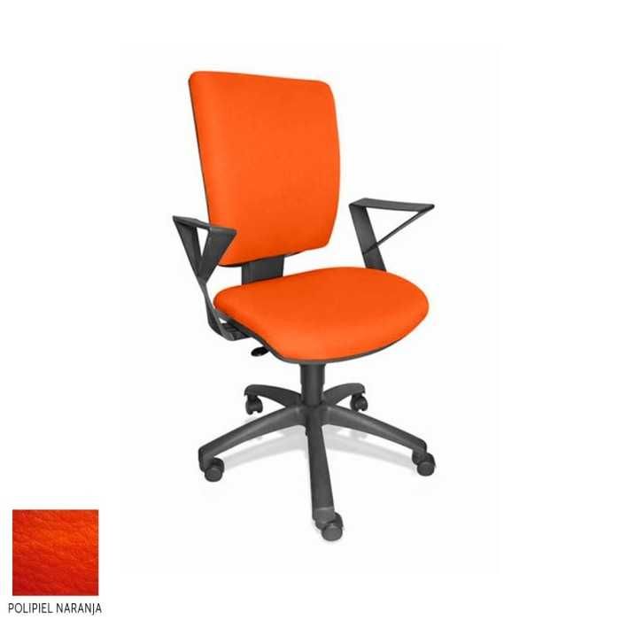 Silla de oficina FLASH, respaldo tapizado, brazos fijos, base poliamida, contacto permanente