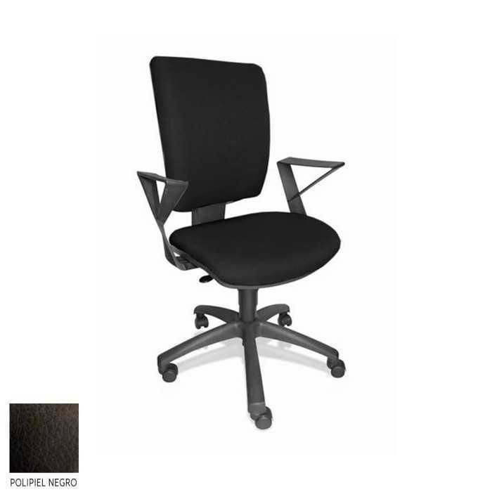 Silla de oficina FLASH, respaldo tapizado, brazos fijos, base poliamida, contacto permanente