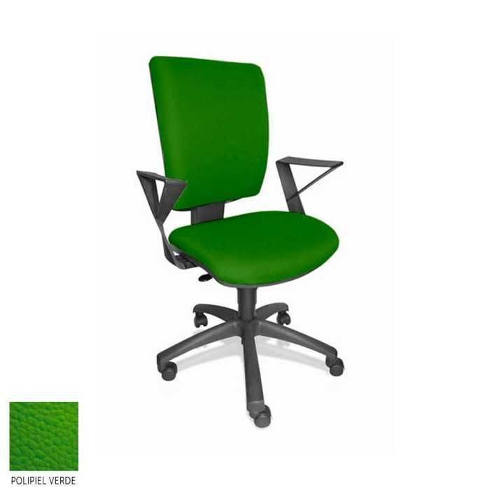 Silla de oficina FLASH, respaldo tapizado, brazos fijos, base poliamida, contacto permanente
