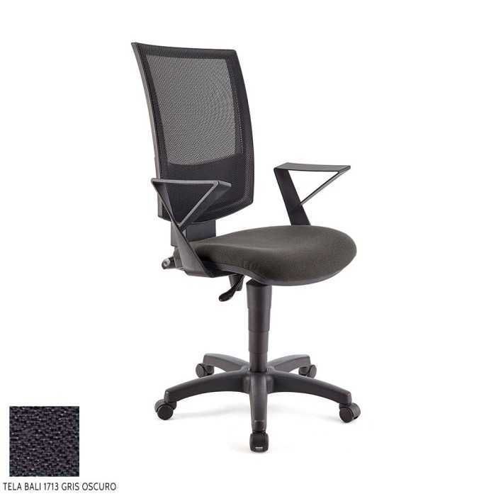 Silla de oficina FLASH, respaldo malla, brazos fijos, base poliamida, contacto permanente
