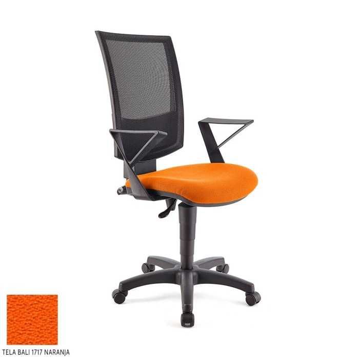 Silla de oficina FLASH, respaldo malla, brazos fijos, base poliamida, contacto permanente