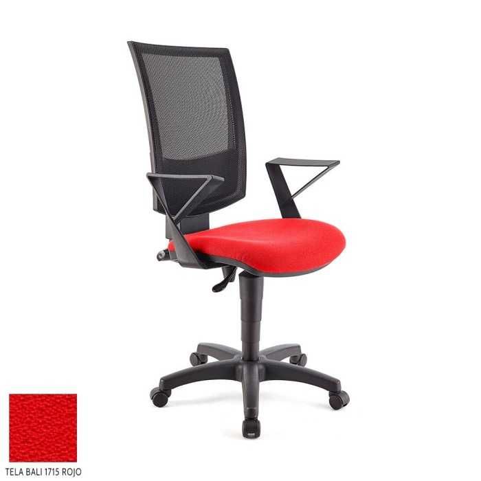 Silla de oficina FLASH, respaldo malla, brazos fijos, base poliamida, contacto permanente