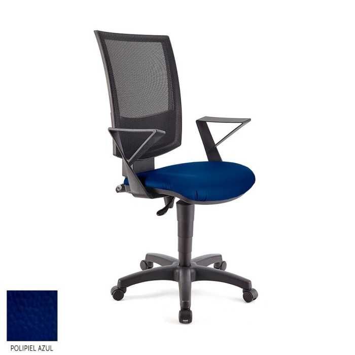 Silla de oficina FLASH, respaldo malla, brazos fijos, base poliamida, contacto permanente