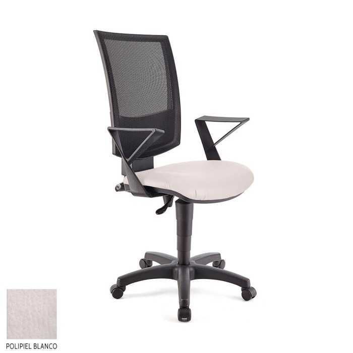 Silla de oficina FLASH, respaldo malla, brazos fijos, base poliamida, contacto permanente