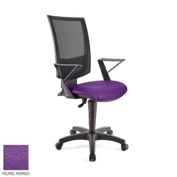 Silla de oficina FLASH, respaldo malla, brazos fijos, base poliamida, contacto permanente