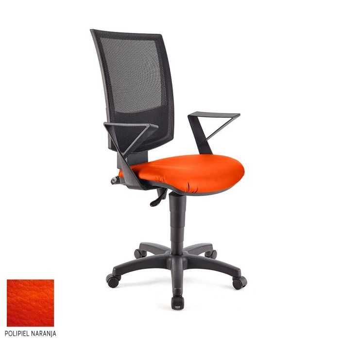 Silla de oficina FLASH, respaldo malla, brazos fijos, base poliamida, contacto permanente