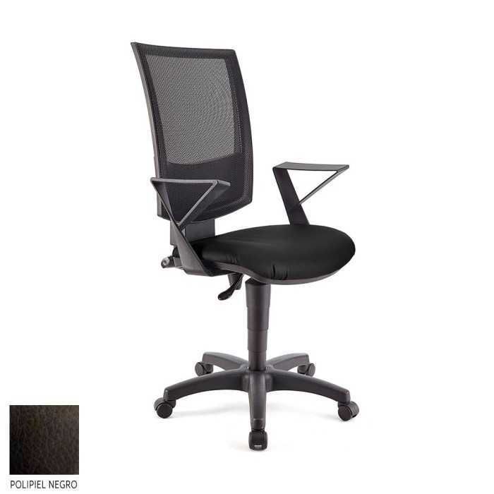 Silla de oficina FLASH, respaldo malla, brazos fijos, base poliamida, contacto permanente