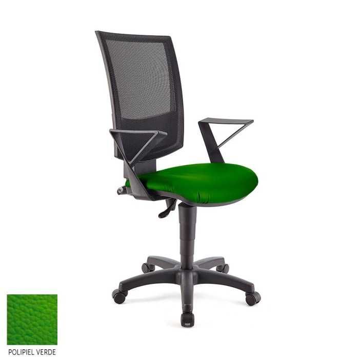 Silla de oficina FLASH, respaldo malla, brazos fijos, base poliamida, contacto permanente