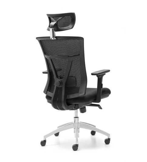 Silla ergonomica de oficina Modelo Ankara de Euromof, con cabecero regulable, soporte lumbar, color negro Silla ergonomica de oficina Modelo Ankara de Euromof, con cabecero regulable, soporte lumbar, color negro
