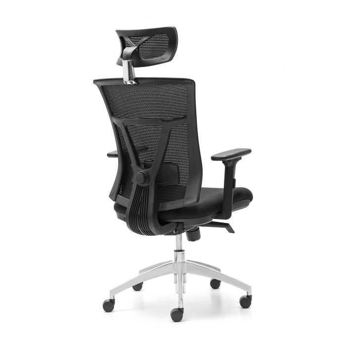 Silla ergonomica de oficina Modelo Ankara de Euromof, con cabecero regulable, soporte lumbar, color negro